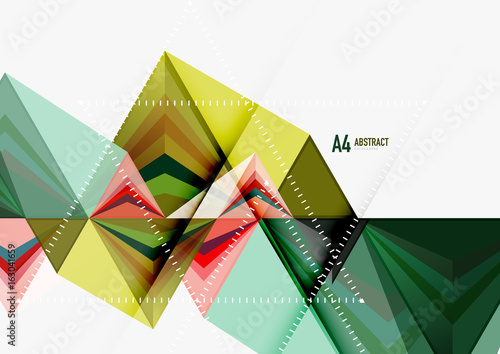 Triangular low poly vector a4 size geometric abstract template