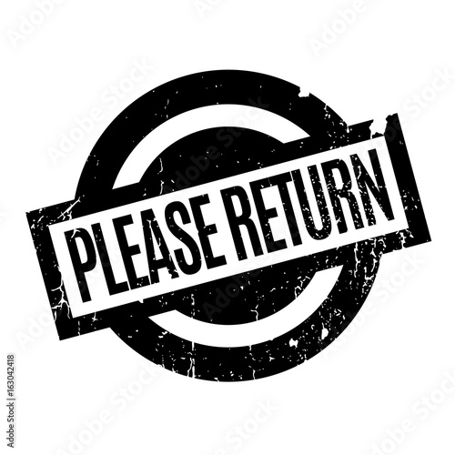 Please Return rubber stamp. Grunge design with dust scratches. Effects can be easily removed for a clean, crisp look. Color is easily changed.
