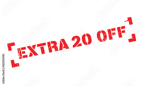Extra 20 Off rubber stamp. Grunge design with dust scratches. Effects can be easily removed for a clean, crisp look. Color is easily changed.