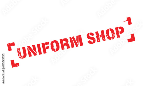 Uniform Shop rubber stamp. Grunge design with dust scratches. Effects can be easily removed for a clean, crisp look. Color is easily changed.