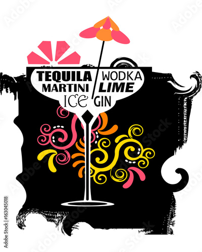 Cocktail party poster in grunge style