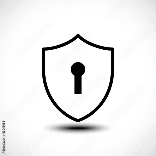 Keyhole shield icons on whi...