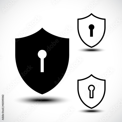 Keyhole shield icons on whi...