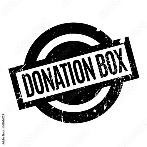 Donation Box rubber stamp. Grunge design with dust scratches. Effects can be easily removed for a clean, crisp look. Color is easily changed.