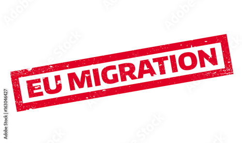Eu Migration rubber stamp. Grunge design with dust scratches. Effects can be easily removed for a clean, crisp look. Color is easily changed.