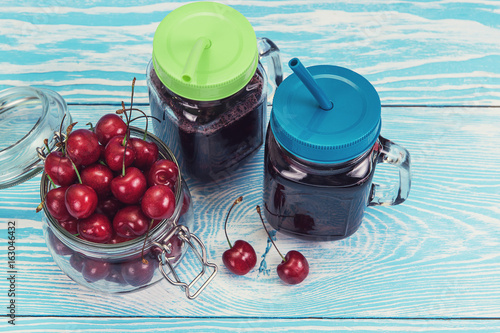Cherry juice with glass of ...