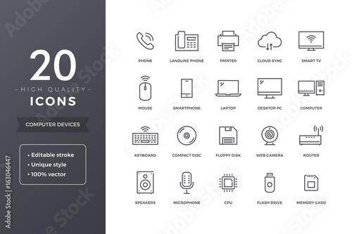 Computer Electronics Line Icons