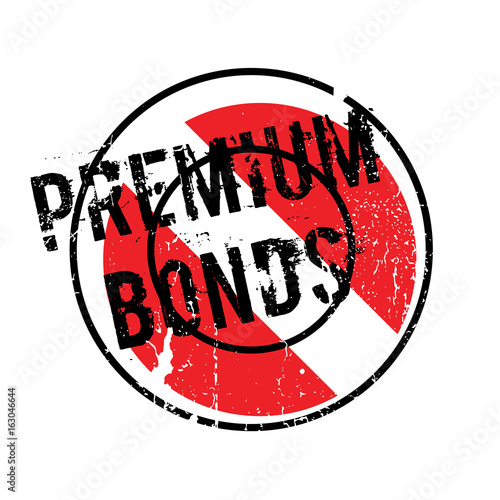 Premium Bonds rubber stamp. Grunge design with dust scratches. Effects can be easily removed for a clean, crisp look. Color is easily changed. photo