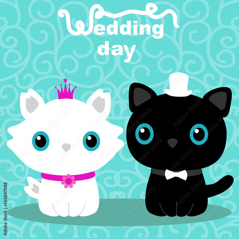 Fototapeta premium Wedding card with the bride and groom.