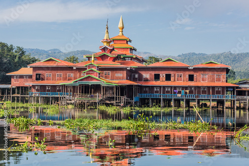 floating houses on the canal of the Inle Lake Shan state in Myanmar (Burma)