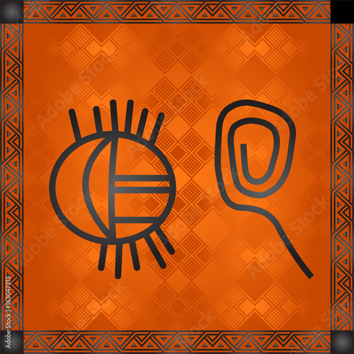 African culture symbolic ornaments. African tribes hand drawn elements