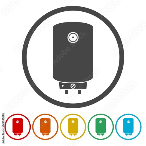 Electric boiler icons set - vector Illustration 