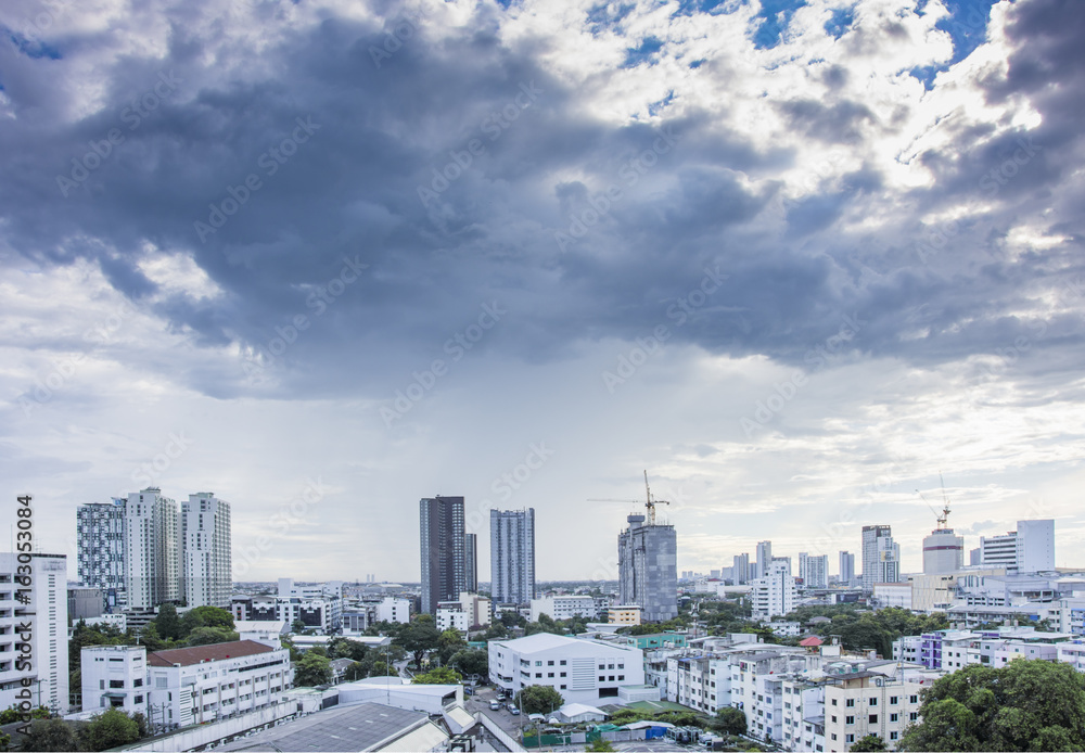cityscapes raining afternoon in asia on sky black cloud cityscapes raining afternoon in asia on sky black cloud