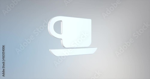 Animated Office Mug White 3d Icon Loop Modules for edit with alpha matte
