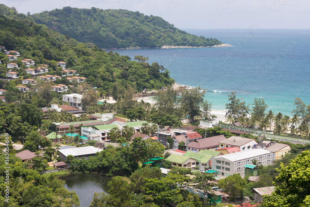 Buildings, houses and hotels on the south-west coast of Phuket island in Thailand