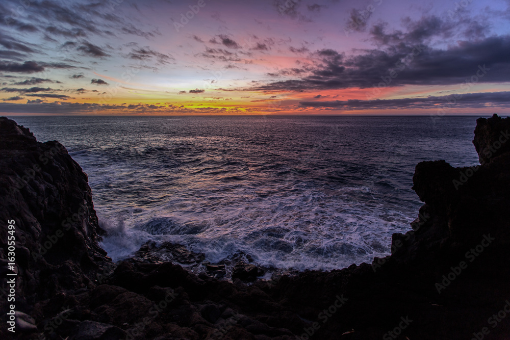 Sunset at the beach of Puerto Naos (La Palma, Spain)