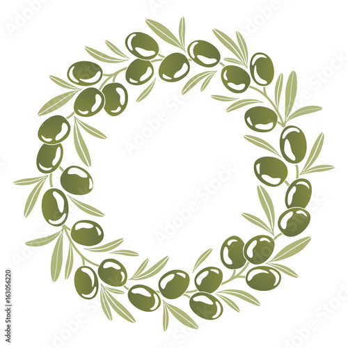 Round ornament Wreath of green olives