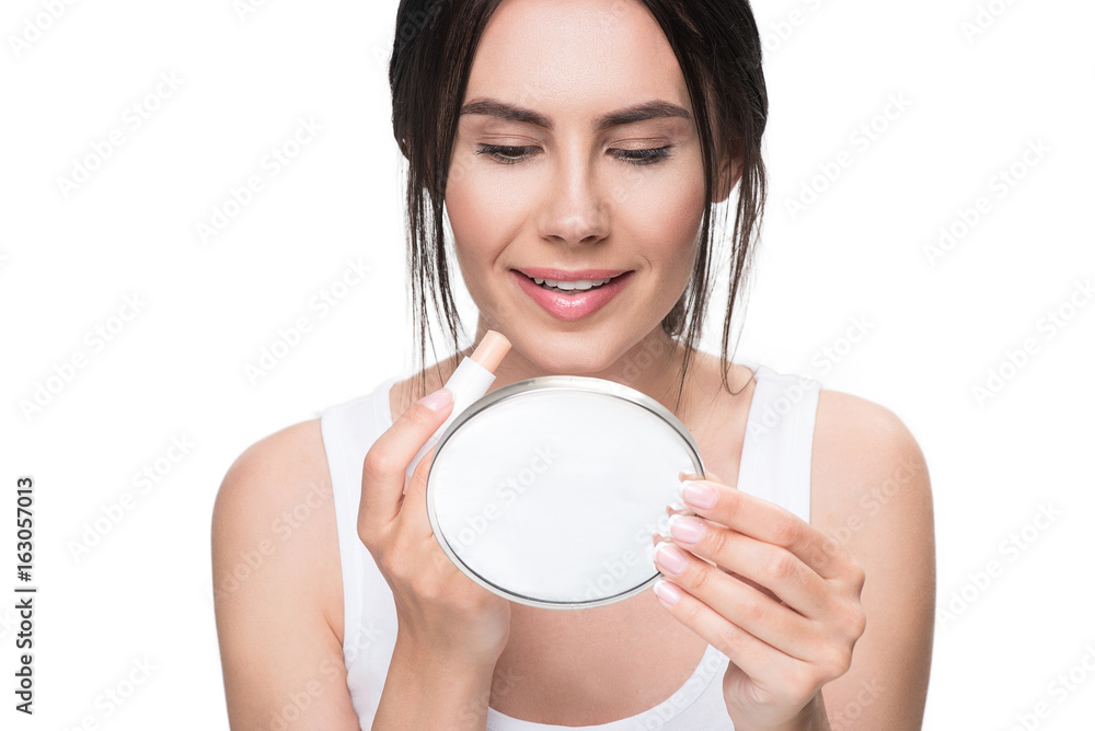 Beautiful girl using chapstick perfectly Beautiful girl using chapstick perfectly