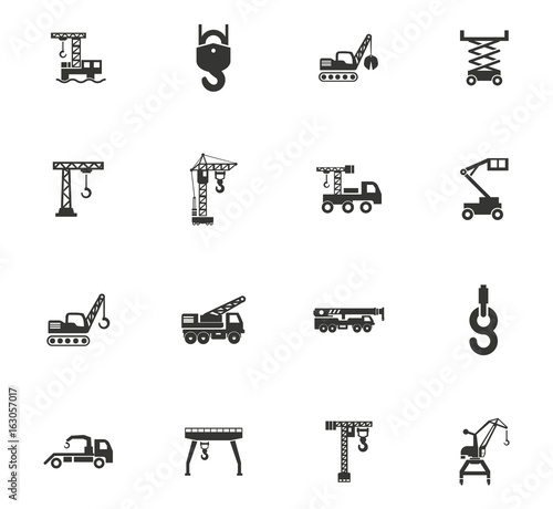 Crane and lifing machines icon set