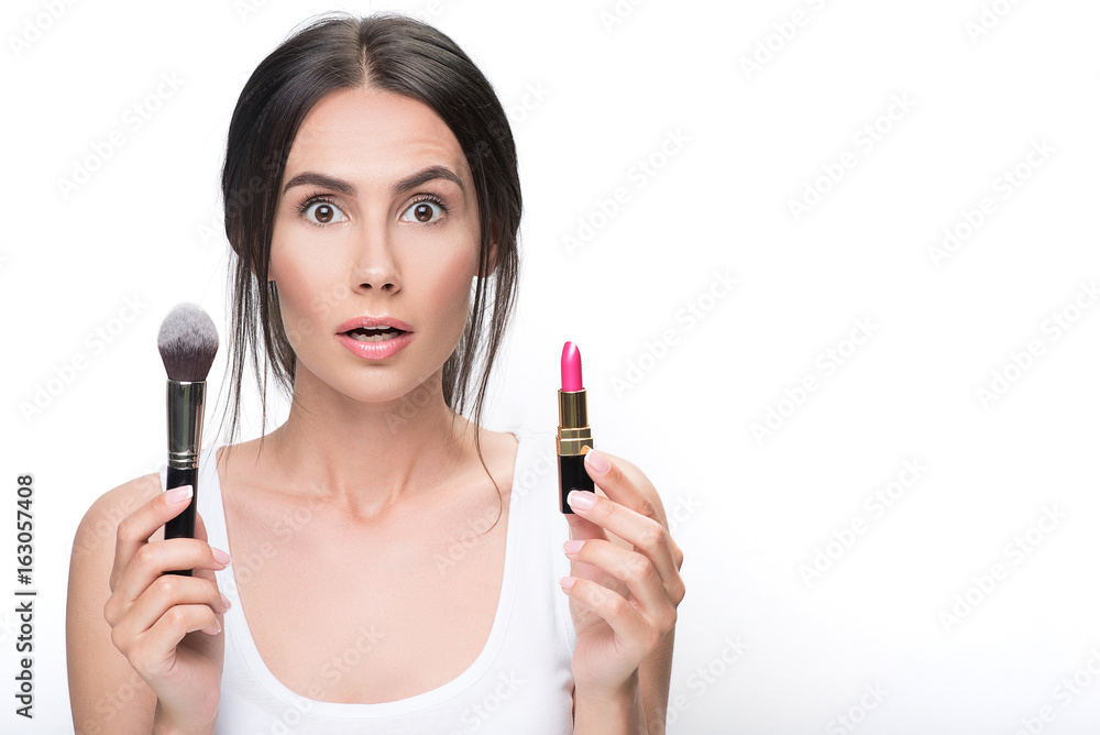 Pensive girl needs advice about make-up Pensive girl needs advice about make-up