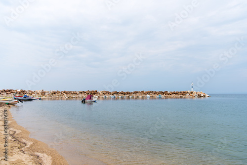 Fototapeta Naklejka Na Ścianę i Meble -  Small boats in a little harbor near Limenaria on greek island Thasos