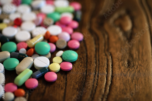 Multicolored tablets of different shapes and sizes