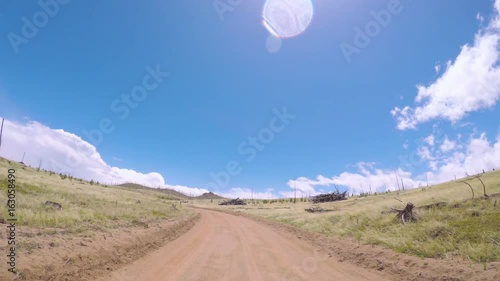 POV point of view -Dirt road in after forest fire area in the mountains near the Cheesman Lake in Colorado photo