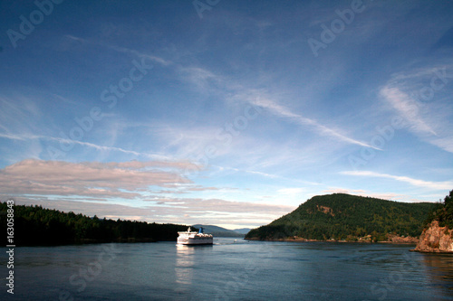 Ferry sailing through the isles of the Strait of Georgia, British Columbia, Canada