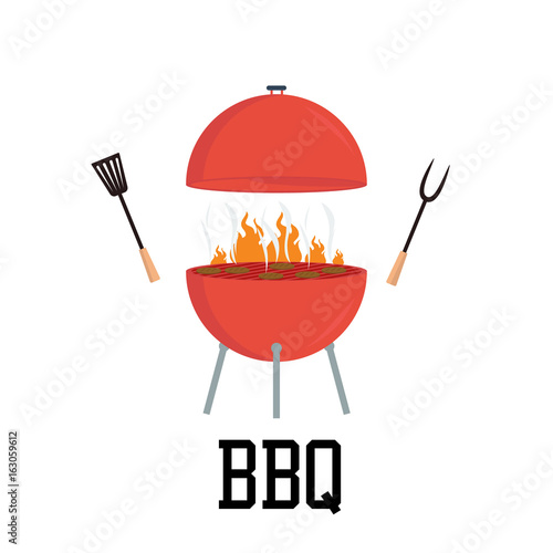 Red barbecue concept. Flat bbq party grill party