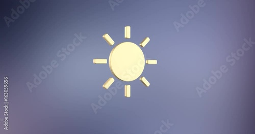 Animated Sun Weather Gold 3d Icon Loop Modules for edit with alpha matte
