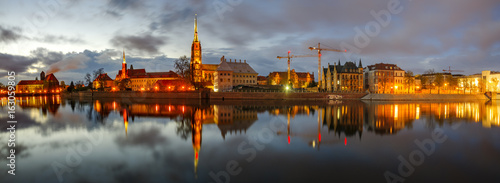 Evening panorama of the historic part of Wroclaw