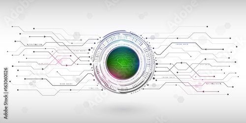 Hi-tech computer technology on the grey background. Abstract radial circuit texture. Futuristic technology structure elements. Vector illustration esp 10.