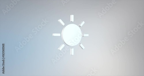 Animated Sun Weather White 3d Icon Loop Modules for edit with alpha matte
