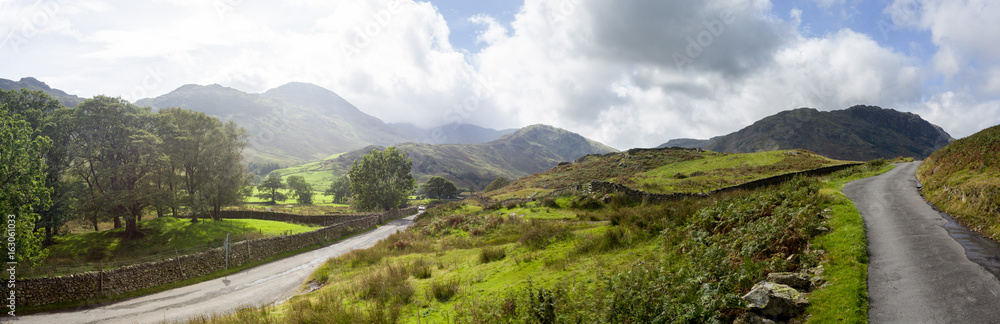 Road meet a junction in English Lake District