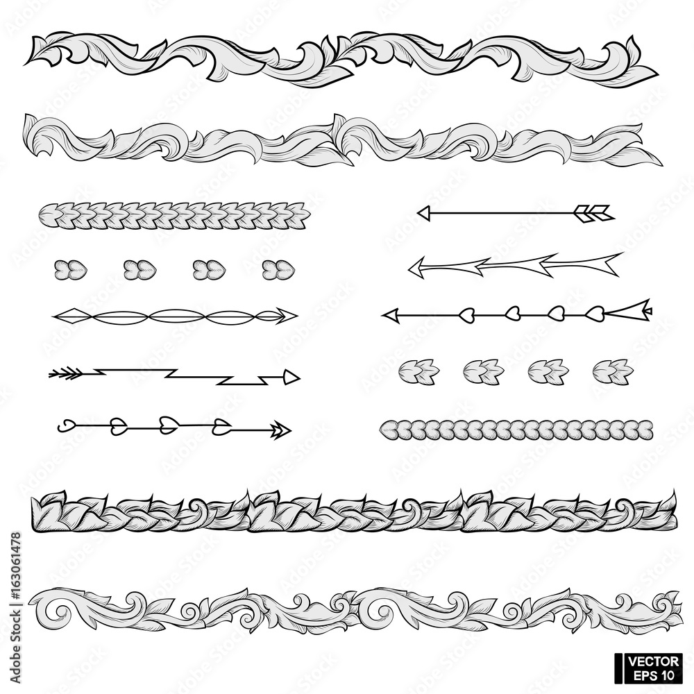 Fototapeta premium Set of dividers and borders.
