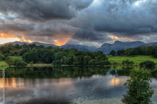 Sunset at Loughrigg Tarn in Lake District