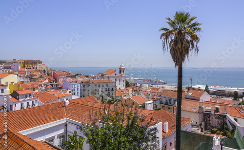 Sightseeing platform on the hill of Alfama Lisbon with a perfect view over the city - LISBON - PORTUGAL - JUNE 17, 2017