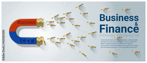 Business and Finance concept background with magnet attracting money , vector , illustration
