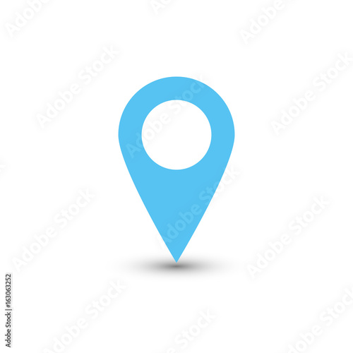 Free Download Blue map pointer with dropped shadow on white background. EPS10 vector illustration. - GFXLoad