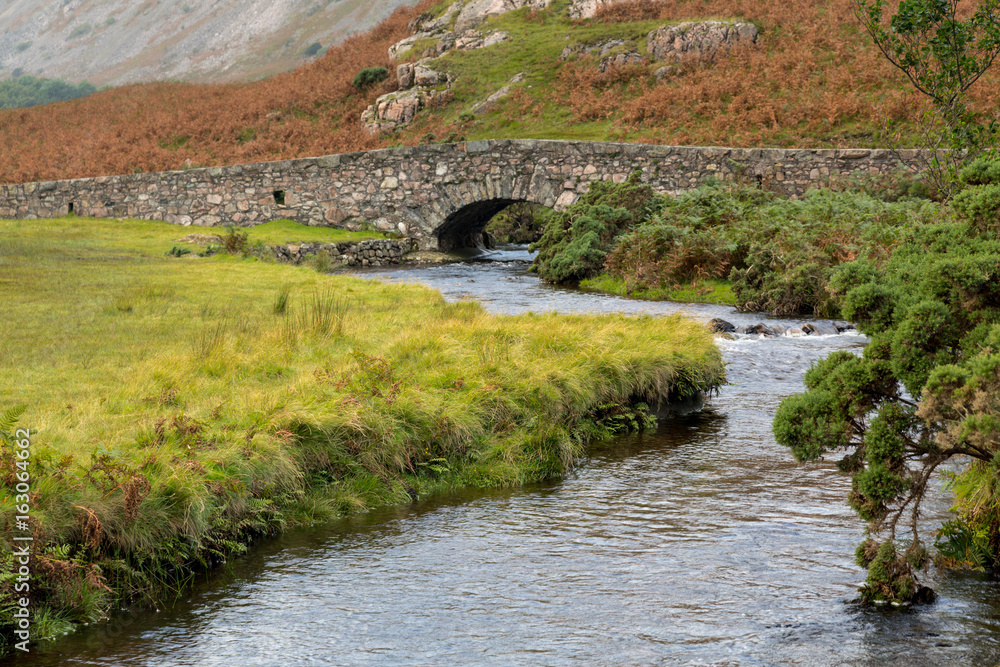 Stone bridge over river by Wastwater