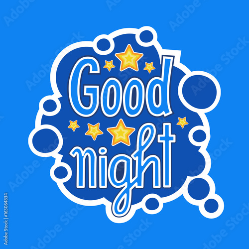 Good Night Sticker Social Media Network Message Badges Design Vector Illustration