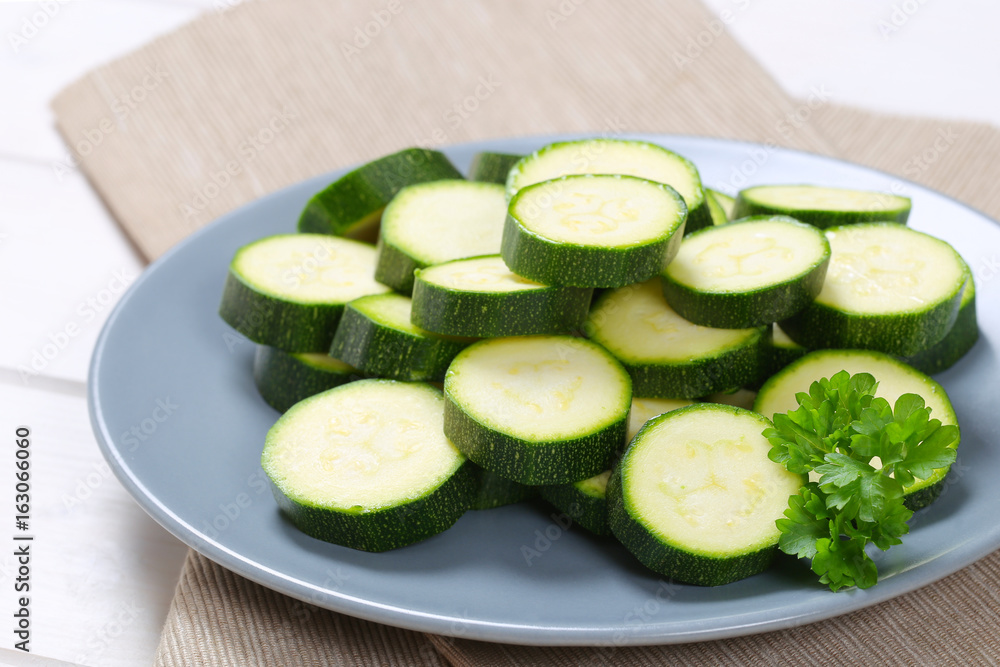 sliced green zucchini sliced green zucchini