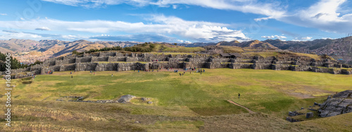 Panoramic view of Saqsaywaman or Sacsayhuaman Inca Ruins - Cusco, Peru photo