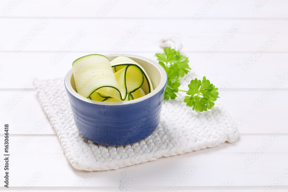 raw zucchini strips raw zucchini strips