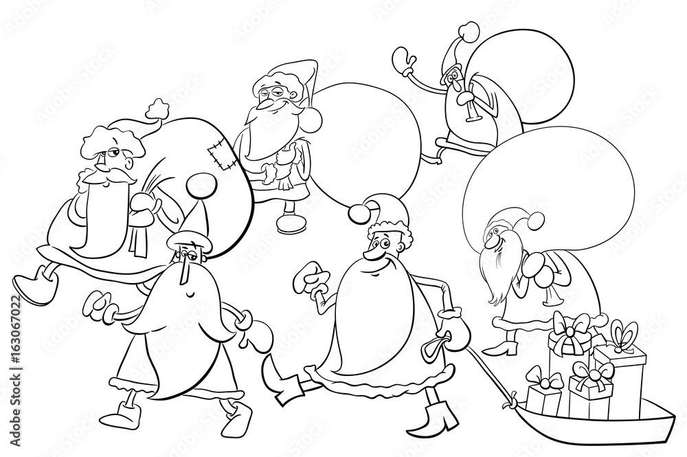 santa claus group coloring page santa claus group coloring page
