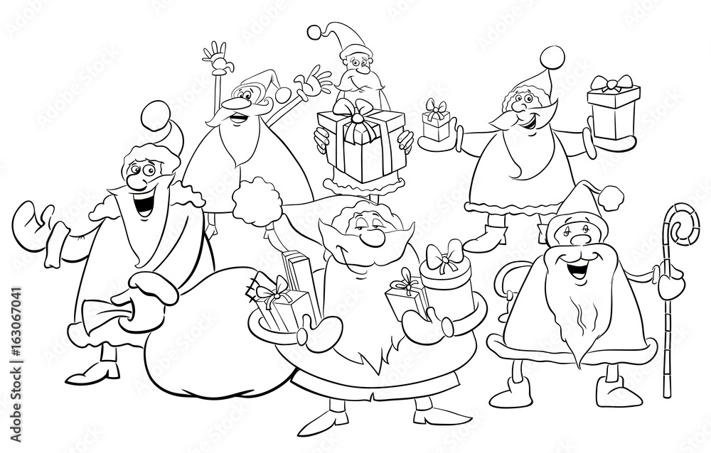 santa group coloring page