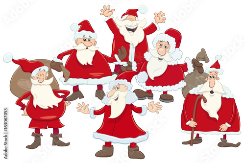 santa claus group cartoon illustration