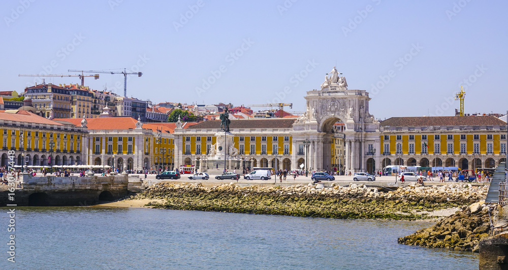 Famous Comercio Square in Lisbon - LISBON - PORTUGAL - JUNE 17, 2017