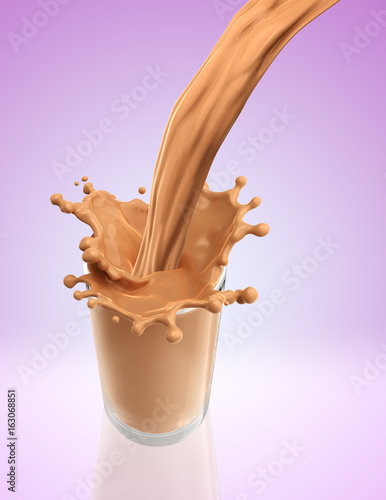 Splash of chocolate milk from the glass photo