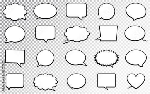 Blank empty speech bubbles. Isolated on transparent background. Vector illustration. photo